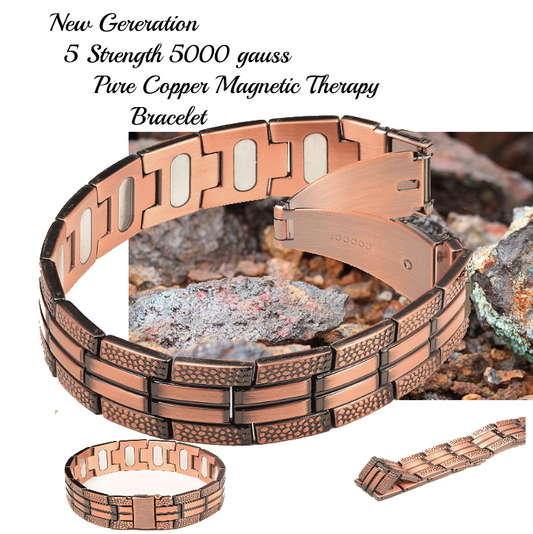 Next Generation 5 Strength (5000 gauss) Magnetic Copper Bracelet