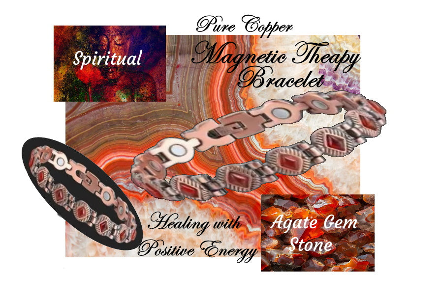 Red Gem Stone Spiritual and Protective Healing Copper Bracelet