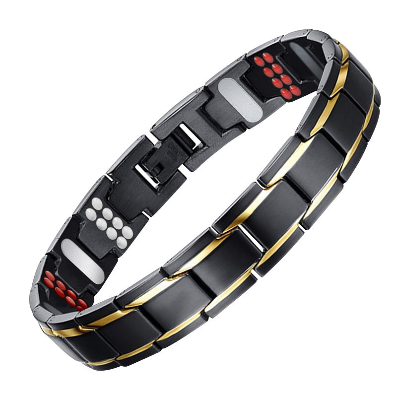 Premium Stainless Steel 4 in 1 Magnetic Therapy Bracelet - Black & Gold