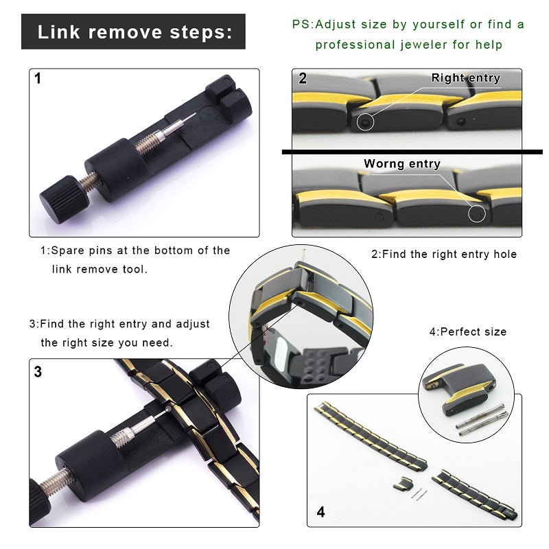 Premium Stainless Steel 4 in 1 Magnetic Therapy Bracelet - Black & Gold