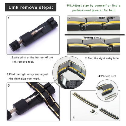 Premium Stainless Steel 4 in 1 Magnetic Therapy Bracelet - Black & Gold