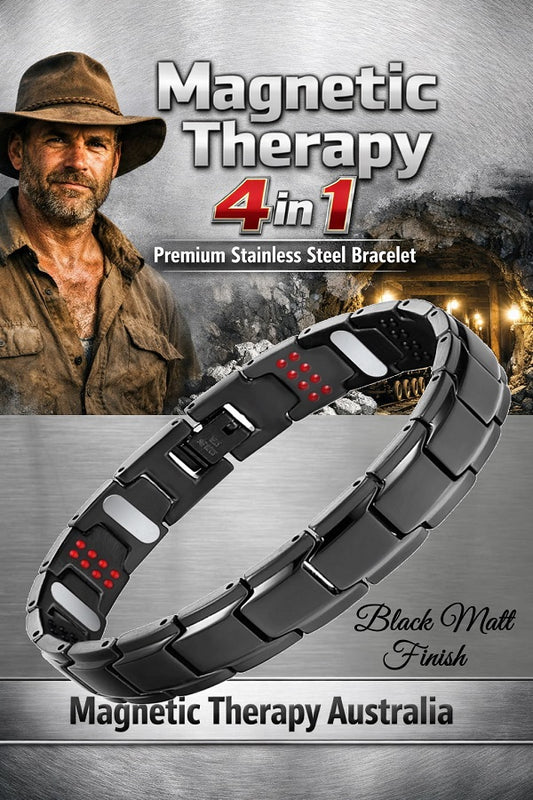 Premium Stainless Steel 4 in 1 Magnetic Therapy Bracelet - Black