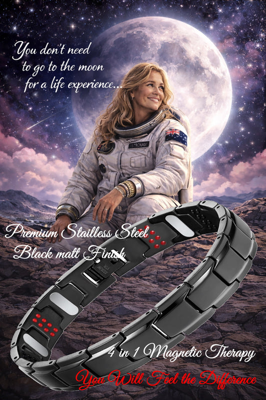 Premium Stainless Steel 4 in 1 Magnetic Therapy Bracelet - Black