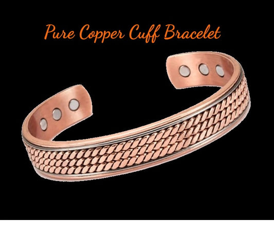 Ladies Braid Pure Copper Magnetic Therapy Cuff Bracelet
