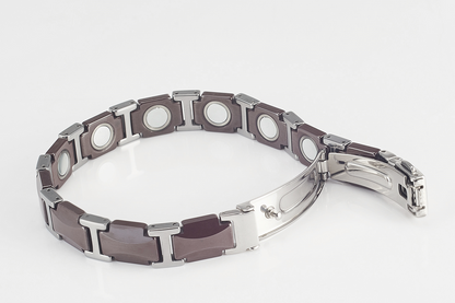 Chocolate Ceramic Brown Elegance – Magnetic Therapy Bracelet