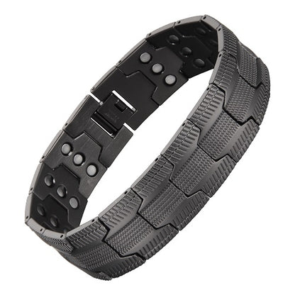 Gunmetal Grey Chevron Pure Copper Magnetic Bracelet - with Size Adjust Tool