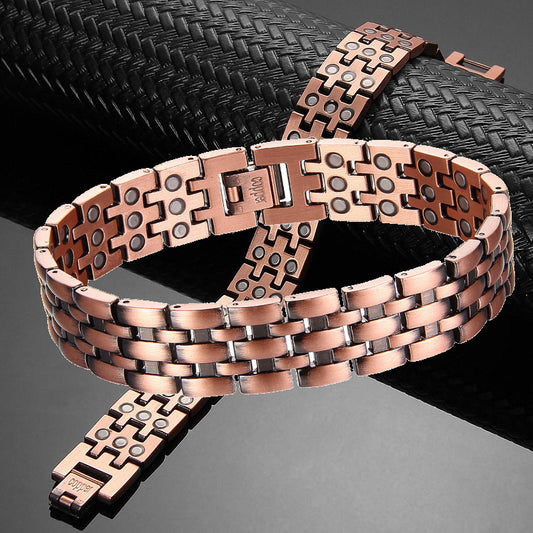 Copper Magnetic Therapy Bracelet – Bold Design 3 Row magnets
