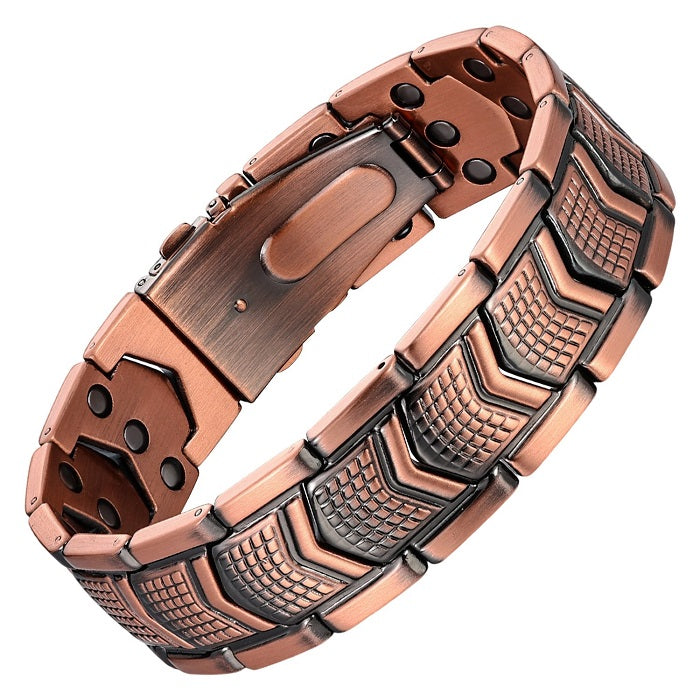 Pure Copper Bracelet for Men 3X Strength Magnetic Bracelets for Men-Premium Adjustable Fold-Over Clasp