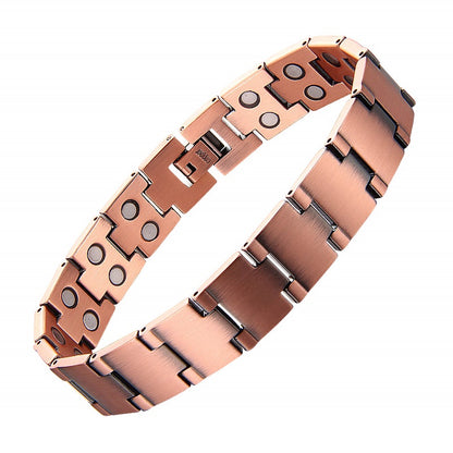 Brushed Pure Copper Dual Row Magnetic Bracelet