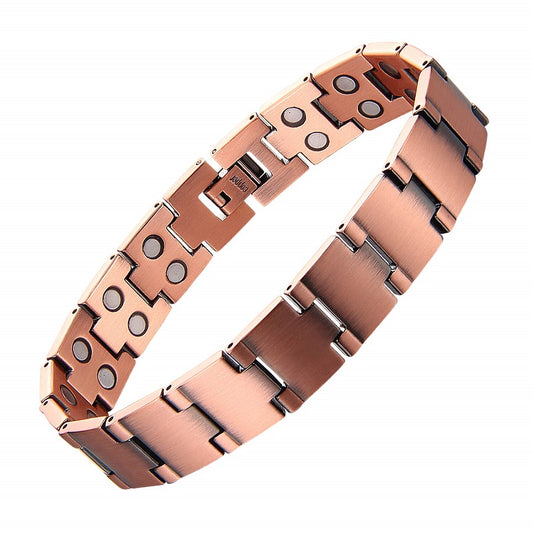 Brushed Pure Copper Dual Row Magnetic Bracelet