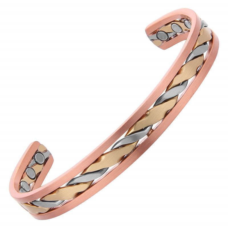 Pure Copper Magnetic Natural Healing Bracelet - Gold Silver Tone