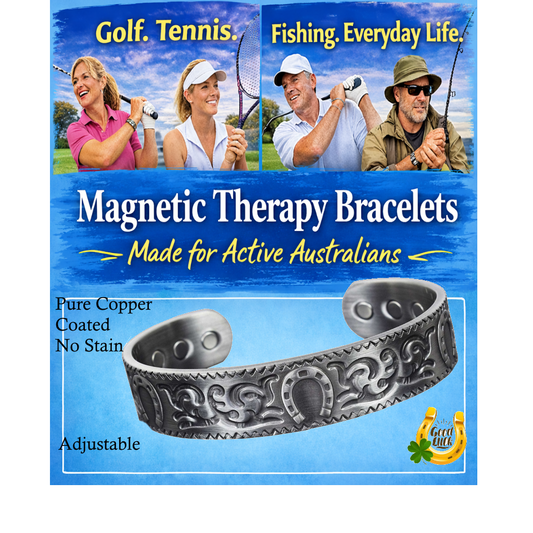 Good Luck Sports Pure Copper Silver Grey 6 Magnetic Therapy Bracelet