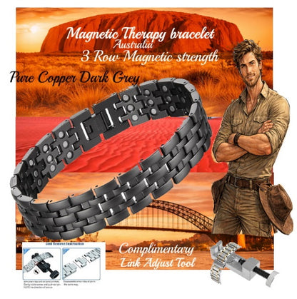 Finest Finish Copper Dark Grey Magnetic Therapy Bracelet – 3 Row magnets