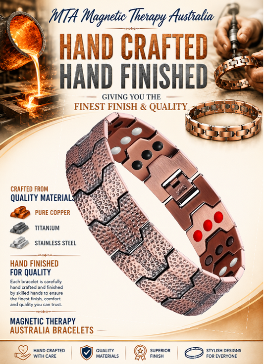Beaten Copper Wide Band 3 Strength 4 in 1 Magnetic Bracelet