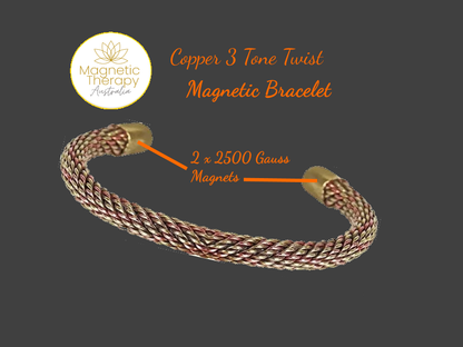 3 Tone Copper  Twist Therapeutic Magnetic Bracelet
