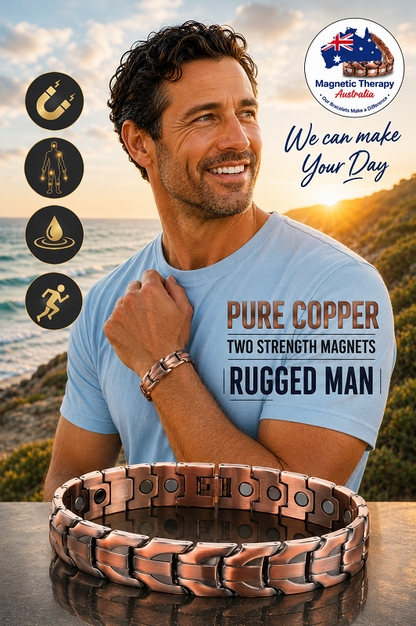 Rugged Man Pure Copper Dual Row Magnetic Therapy Bracelet