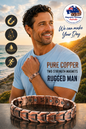 Rugged Man Pure Copper Dual Row Magnetic Therapy Bracelet