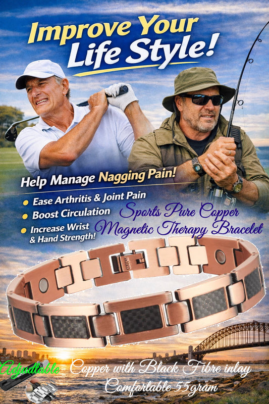 Men's Sports Copper Magnetic Therapy Bracelet Two-tone Link Bracelet