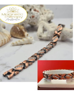 Ladies Fine Copper Magnetic Therapy Bracelet - Diamond Style Zirconia Inlay