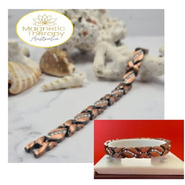 Ladies Fine Copper Magnetic Therapy Bracelet - Diamond Style Zirconia Inlay