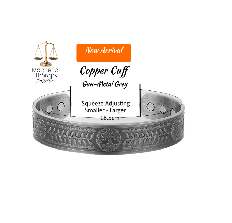 Copper Grey Magnetic Bracelet Tree of Life - Gun-Metal Grey