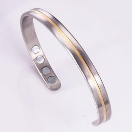 Sports Silver & Gold Titanium 8 Magnetic Therapy Bracelet Light 10g