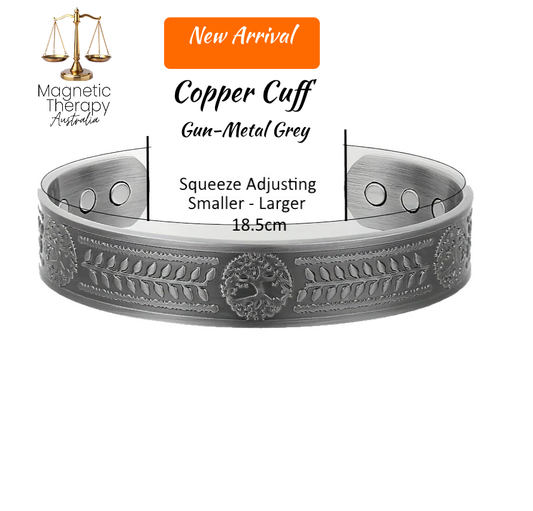 Copper Bio-Magnetic Bracelet Tree of Life - Gun-Metal Grey