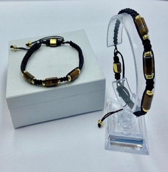 🎁 Tiger Eye Natural Gemstone Cord Bracelet (100% off)