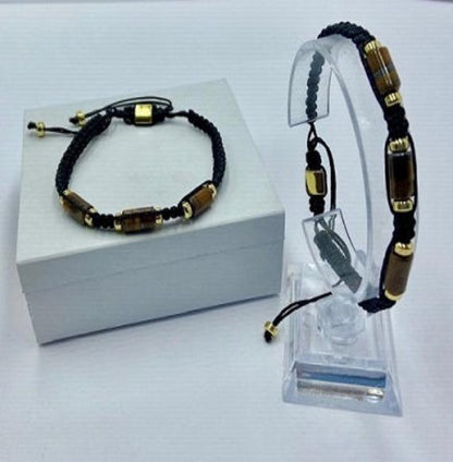 🎁 Tiger Eye Natural Gemstone Cord Bracelet (100% off)