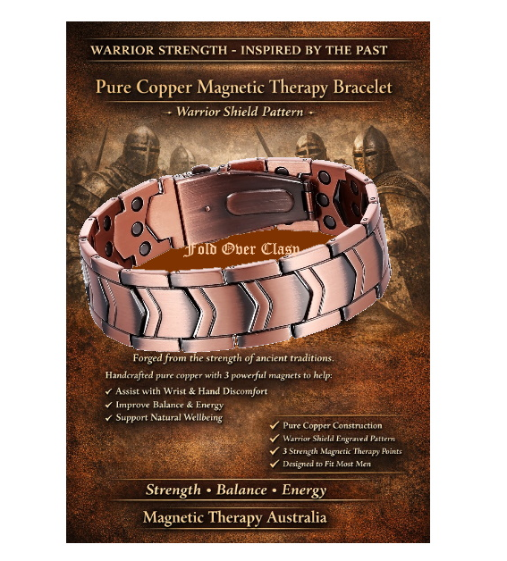 3X Strength Warrior Sheild Magnetic Bracelets for Men 3000 Gauss Copper Bracelet -Support Circulation & Everyday Balance