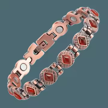 Red Gem Stone Spiritual and Protective Healing Copper Bracelet