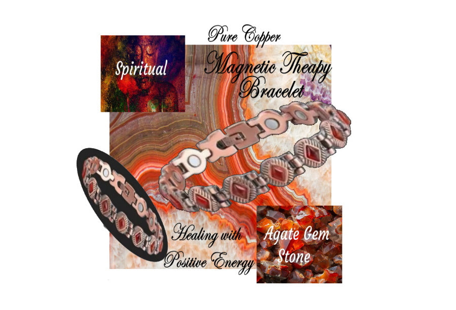 Red Gem Stone Spiritual and Protective Healing Copper Bracelet