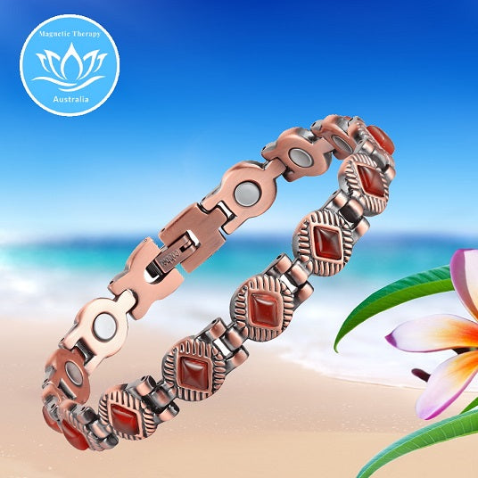 Red Gem Stone Spiritual and Protective Healing Copper Bracelet