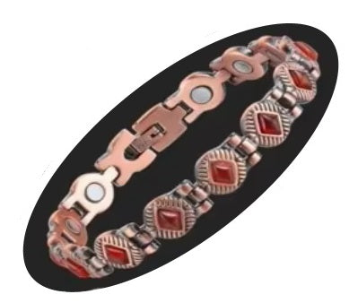 Red Gem Stone Spiritual and Protective Healing Copper Bracelet