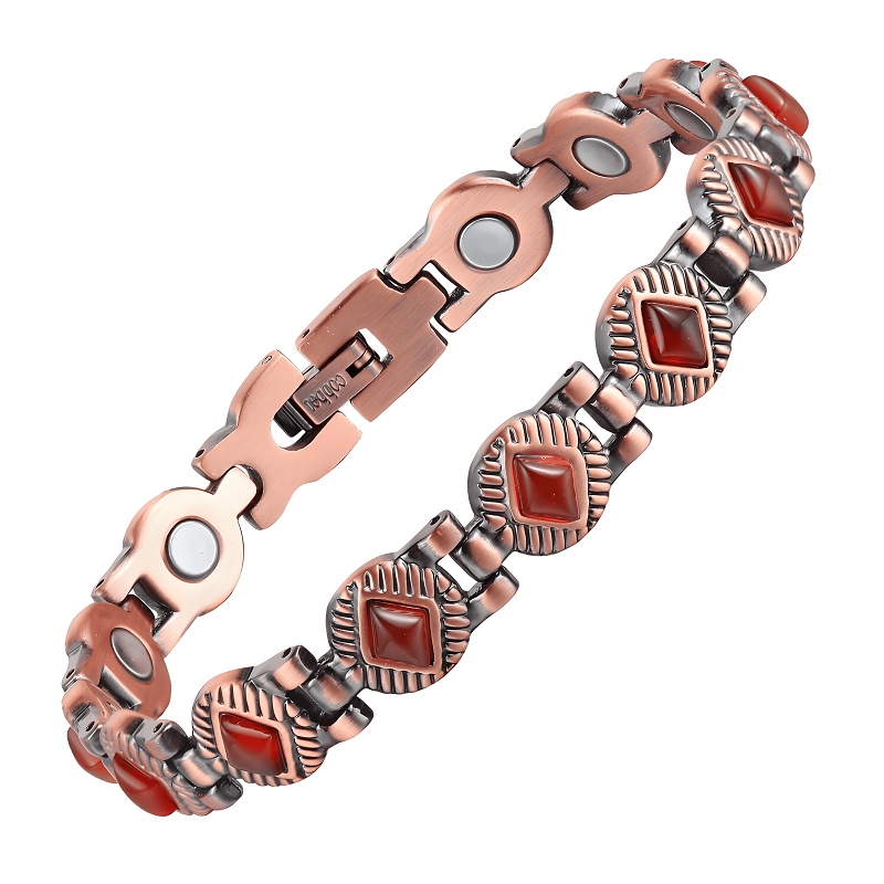 Red Gem Stone Spiritual and Protective Healing Copper Bracelet