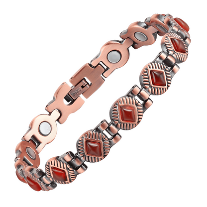 Red Gem Stone Spiritual and Protective Healing Copper Bracelet