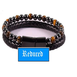 Magnetic Therapy Leather & Magnetic Hematite plus Tiger Eye