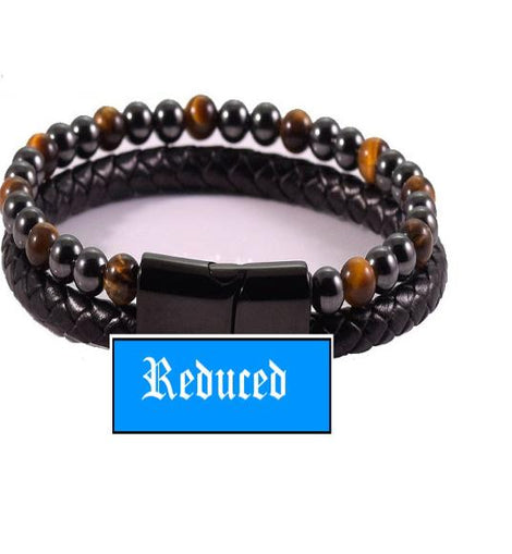 Magnetic Therapy Leather & Magnetic Hematite plus Tiger Eye