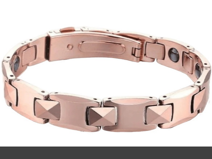 Rose Gold Plated Magnetic Titanium Link Bracelet – 4-in-1 Element Therapy
