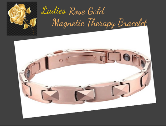 Rose Gold Plated Magnetic Titanium Link Bracelet – 4-in-1 Element Therapy