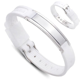 Magnetic Therapy Silicon Sports Bracelet - White & Silver