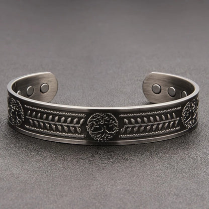 Copper Bio-Magnetic Bracelet Tree of Life - Gun-Metal Grey