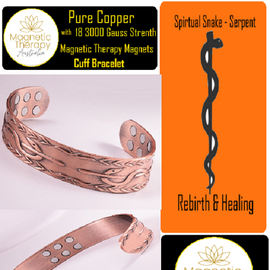 Mens Serpent Design Copper Magnetic Cuff Bracelet