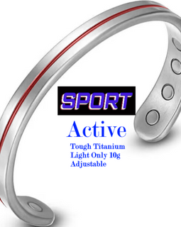 Sports Magnetic Therapy Bracelet Red Strip Light Titanium 10g