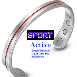 Sports Magnetic Therapy Bracelet Red Strip Light Titanium 10g