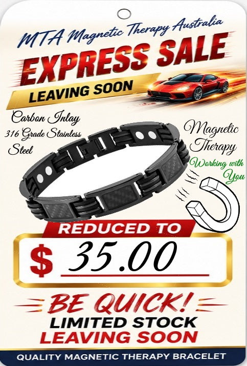 Black Carbon Fibre Dual Magnetic Therapy Bracelet
