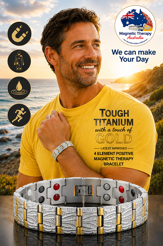 Men's Double Strength Tough Titanium 4 Element Magnetic Therapy Bracelet