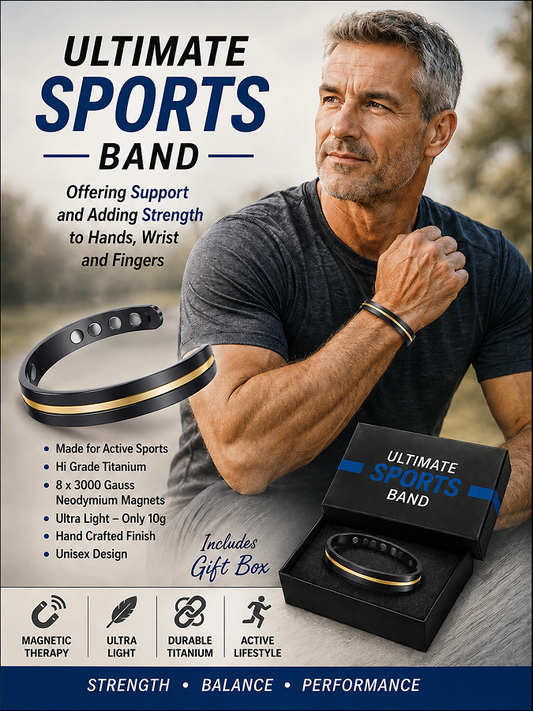 Ultimate Sports Band Magnetic Therapy Bracelet - Black Gold Strip