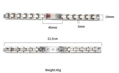 Medical Alert ID Magnetic Pure Titanium Bracelet