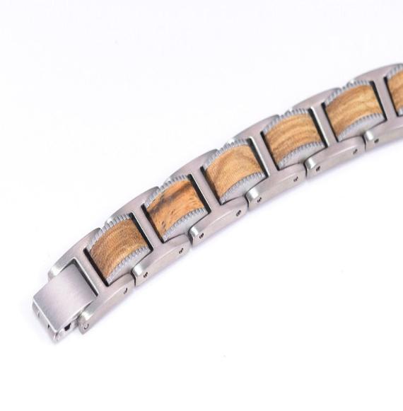 Titanium Zebra Special Wood Magnetic Therapy Link Bracelet